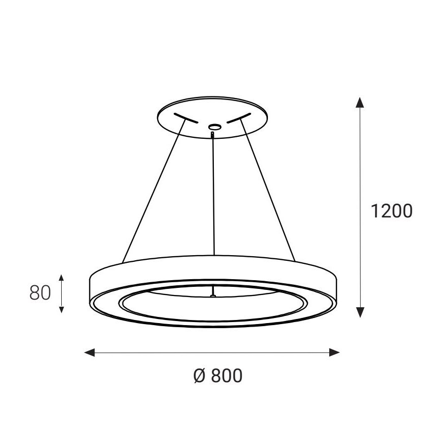 LED2 - LED Lühter SATURN LED/80W/230V 3000K d. 80 cm must