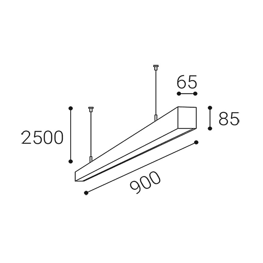 LED2 - LED-rippvalgusti kaablil LINO LED/24W/230V 3000K/3500K/4000K 90 cm must