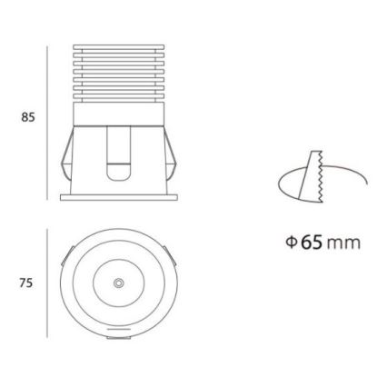 LED2 - LED Süvistatav kohtvalgusti RAY LED/10W/230V valge IP44