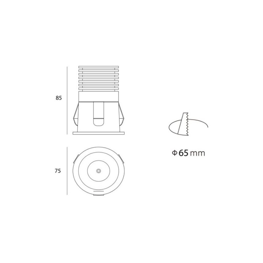 LED2 - LED Süvistatav kohtvalgusti RAY LED/10W/230V valge IP44