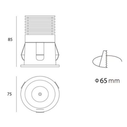 LED2 - LED Süvistatav vannitoavalgusti RAY LED/10W/230V must IP44