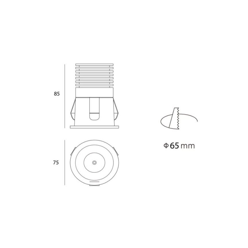 LED2 - LED Süvistatav vannitoavalgusti RAY LED/10W/230V must IP44