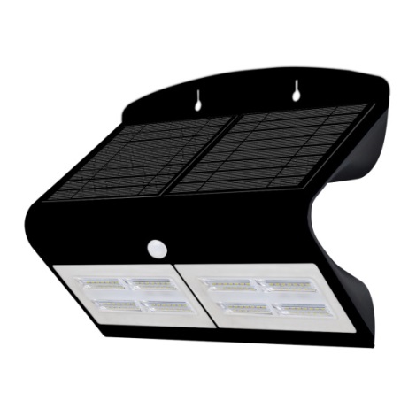 LEDKO 08430L - päikesepaneeliga LED Seinavalgusti anduriga riga 1xLED/6,8W IP65 must