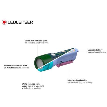 Ledlenser KIDBEAM4 DINO - LED hämardatav laste taskulamp LED/2xAAA IP44 roheline