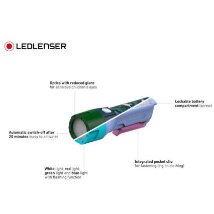 Ledlenser KIDBEAM4 RAINBOW - LED-hämardatav laste taskulamp LED/2xAAA IP44 lilla