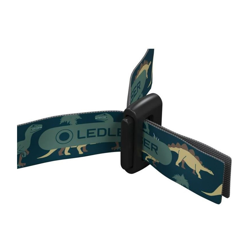 Ledlenser KIDLED4R DINO - hämardatav laetav laste pealamp LED/280 mAh IPX4 40 lm 18 h roheline