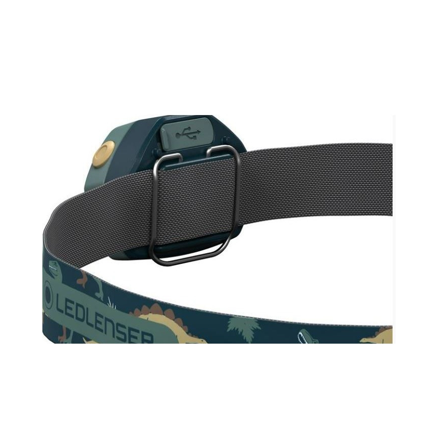 Ledlenser KIDLED4R DINO - hämardatav laetav laste pealamp LED/280 mAh IPX4 40 lm 18 h roheline