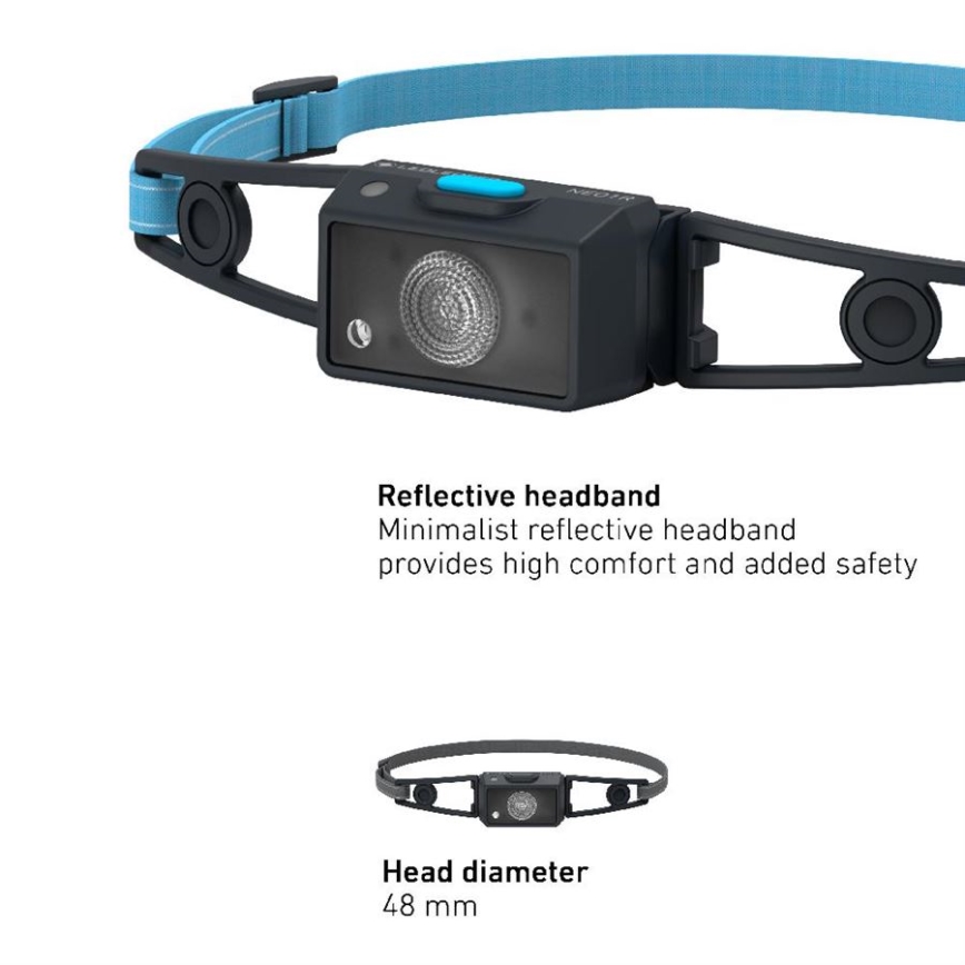 Ledlenser NEO1R - hämardatav laetav otsmikulamp LED/730 mAh IP67 250 lm 15 h sinine