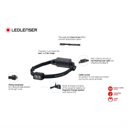 Ledlenser NEO5R - hämardatav laetav pealamp LED/1800mAh IP54 600 lm 35 h must