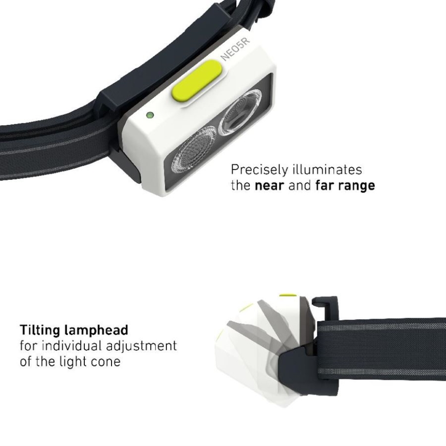 Ledlenser NEO5R - Hämardatav laetav LED-pealamp LED/1800 mAh IP54 600 lm 35 h must/valge