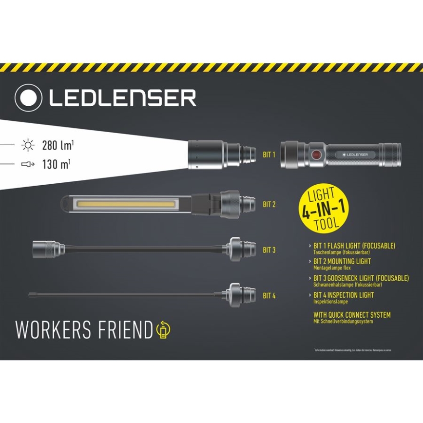 Ledlenser WORKERS FRIEND - LED hämardatav laetav taskulamp LED/2500 mAh 280 lm 80 h must