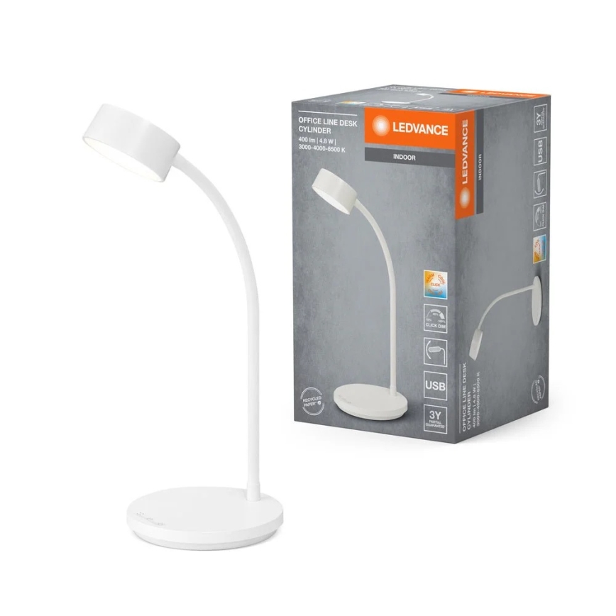 Ledvance - LED hämardatav puutetundlik laualamp OFFICE LED/4,8W/5V 3000-6500K valge