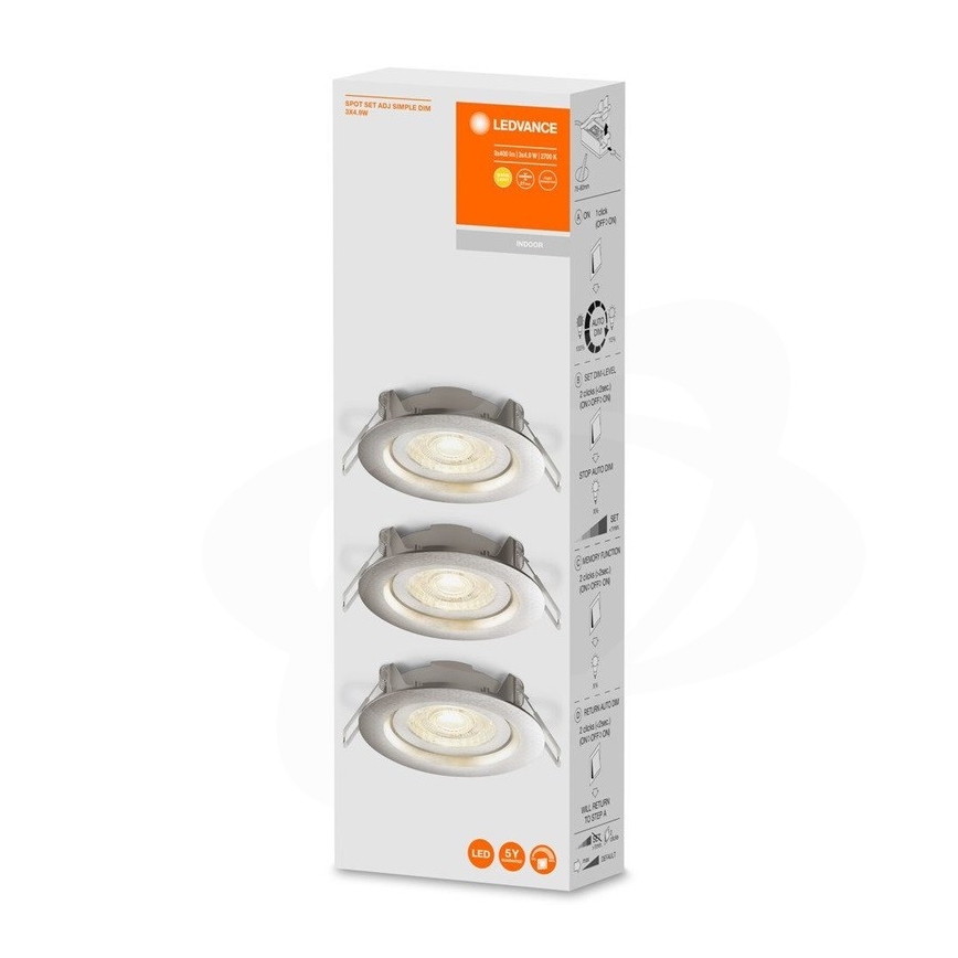 Ledvance - KOMPLEKT 3x LED hämardatav lae sisse paigaldatav valgusti SIMPLE LED/4,9W/230V