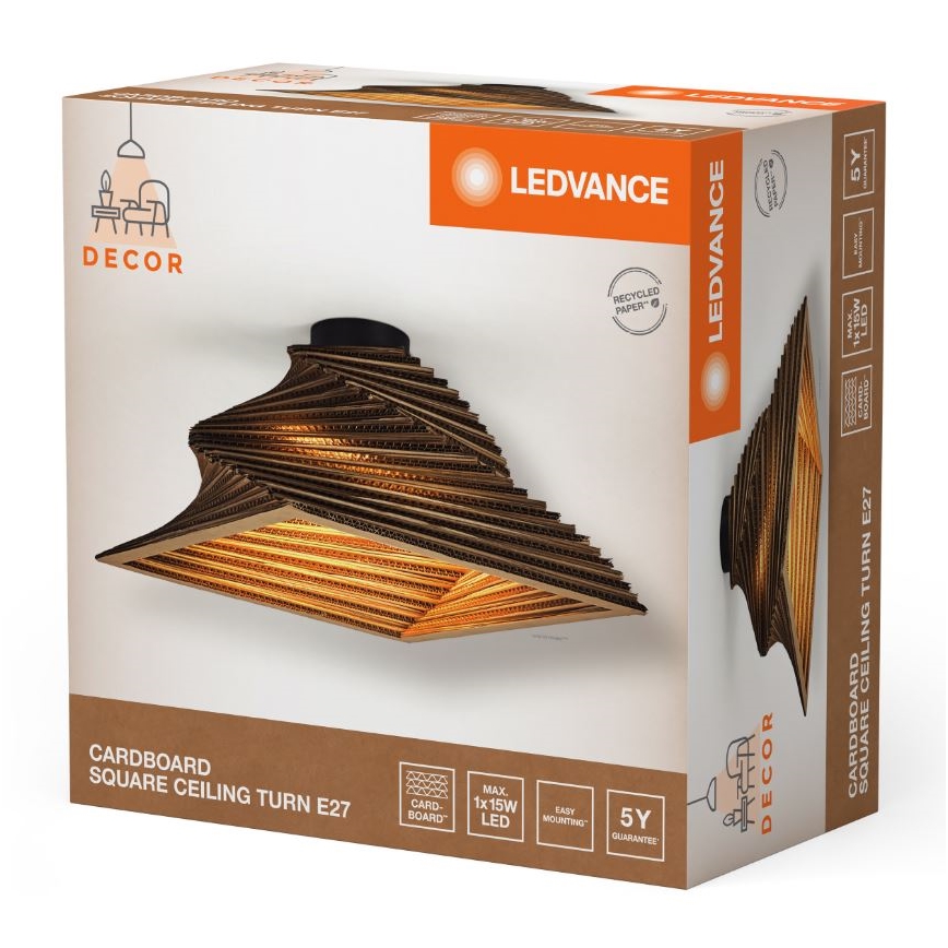 Ledvance - Laevalgusti DECOR CARDBOARD 1xE27/15W/230V 40x40 cm