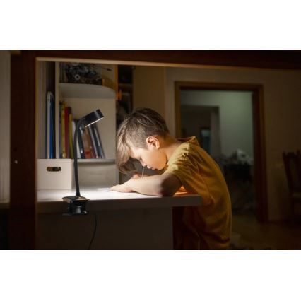 Ledvance - LED hämardatav puutetundlik laualamp kinnitusklambriga CYLINDER LED/4,8W/5V 3000-6500K must