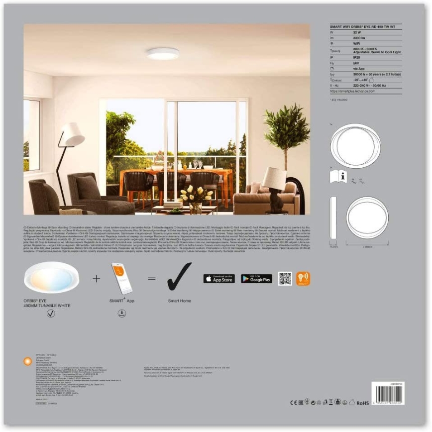 Ledvance Led Hamardatav Laevalgusti Smart Eye Led 32w 230v Wi Fi Lambimaailm