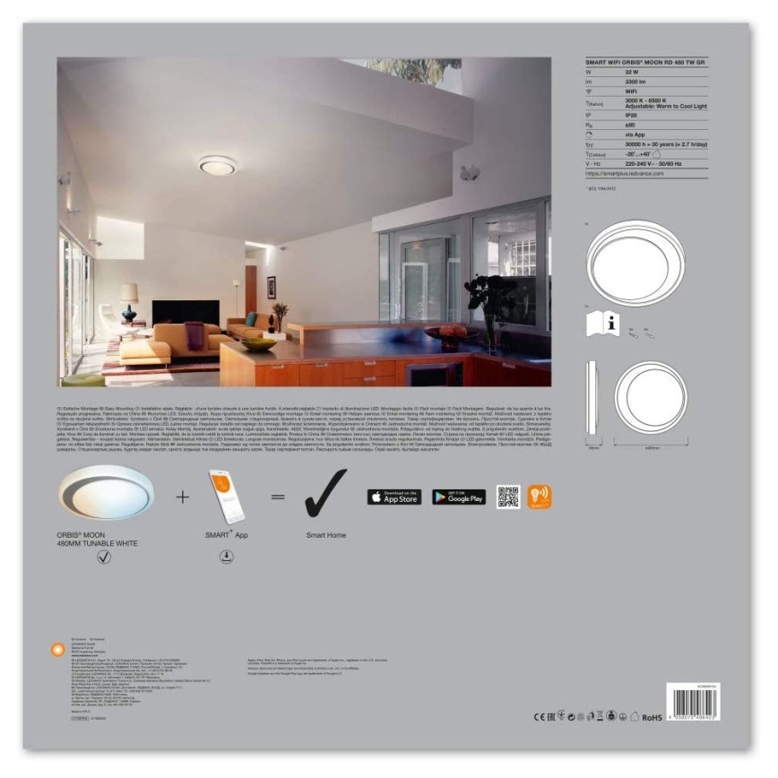 Ledvance - LED Hämardatav valgusti SMART+ MOON LED/32W/230V 3,000K-6,500K Wi-Fi