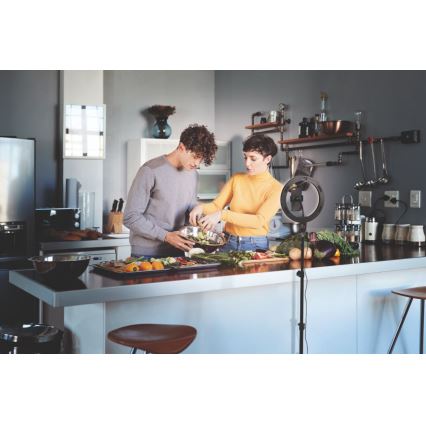 Ledvance - LED Hämardatav põrandalamp alusega ja hoidik vlogimiseks LED/6W/USB 3000/4000/6500K
