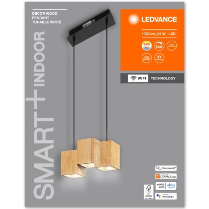 Ledvance - LED Hämardatav lühter DECOR WOOD 3xLED/7W/230V Wi-Fi