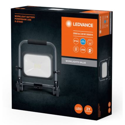 Ledvance - LED Hämardatav väli laetav prožektor WORKLIGHT BATTERY LED/20W/5V IP54