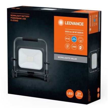 Ledvance - LED Hämardatav väli taaslaetav prožektor WORKLIGHT BATTERY LED/30W/5V IP54