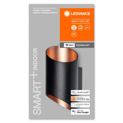 Ledvance - LED Hämardatav seinavalgusti SMART+ CYLINDRO LED/12W/230V 3000-6500K Wi-Fi must