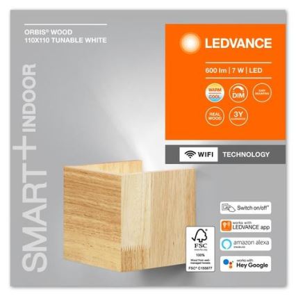 Ledvance - LED Hämardatav seinavalgusti SMART+ WOOD LED/7W/230V 3000-6500K Wi-Fi