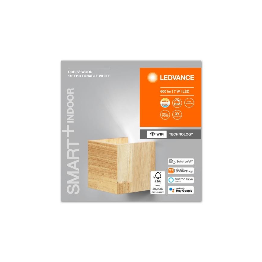 Ledvance - LED Hämardatav seinavalgusti SMART+ WOOD LED/7W/230V 3000-6500K Wi-Fi