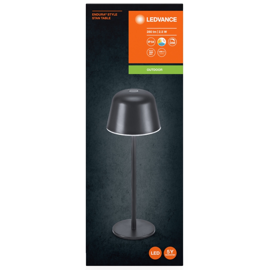 Ledvance - LED Hämardatav väli laetav lamp TABLE LED/2,5W/5V IP54 must