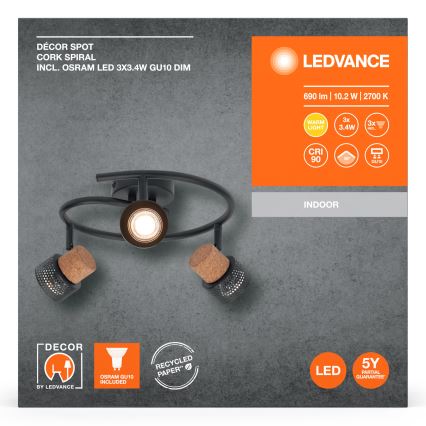 Ledvance - LED Kohtvalgusti DECOR CORK 3xGU10/3,4W/230V