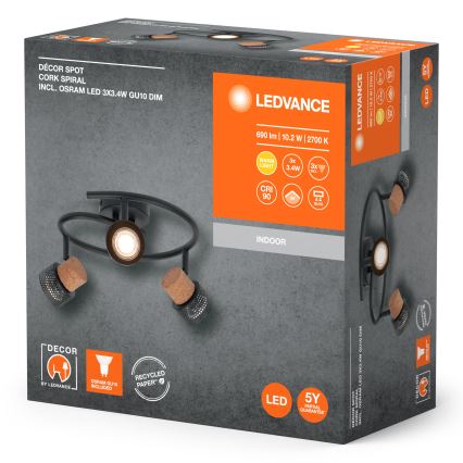 Ledvance - LED Kohtvalgusti DECOR CORK 3xGU10/3,4W/230V