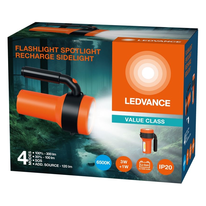 Ledvance - LED Laetav taskulamp akupangaga FLASHLIGHT LED/3W/5V 2400mAh