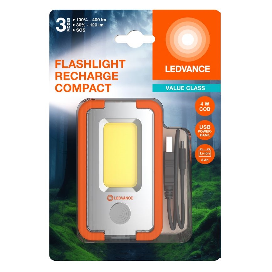 Ledvance - LED Laetav taskulamp akupangaga FLASHLIGHT LED/4W/5V 3000mAh IPX2