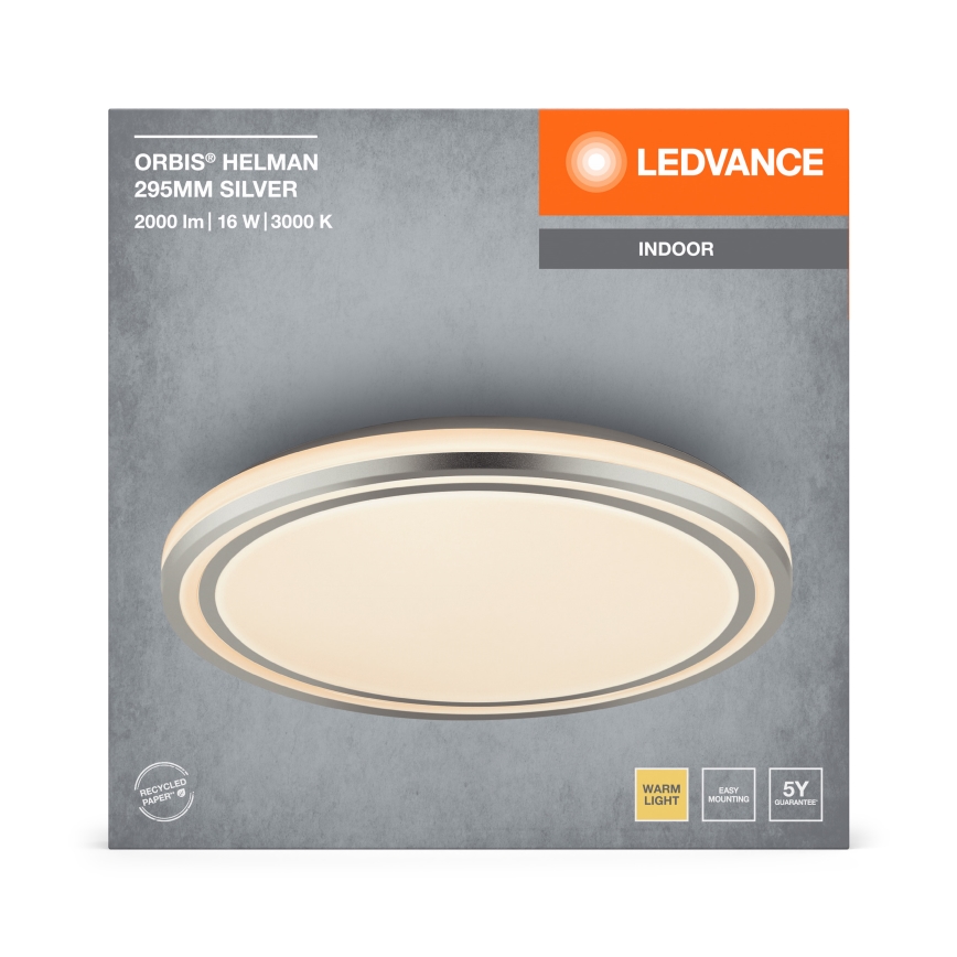 Ledvance - LED Laevalgusti ORBIS HELMAN LED/16W/230V d. 29,5 cm hõbedane