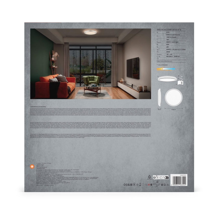 Ledvance - LED Laevalgusti ORBIS HELMAN LED/24W/230V d. 39 cm hõbedane