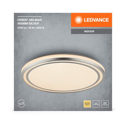 Ledvance - LED Laevalgusti ORBIS HELMAN LED/36W/230V d. 48,5 cm hõbedane