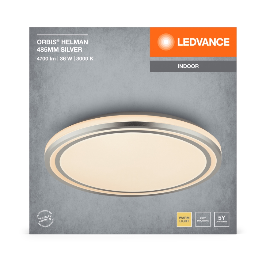 Ledvance - LED Laevalgusti ORBIS HELMAN LED/36W/230V d. 48,5 cm hõbedane