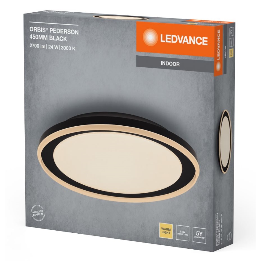 Ledvance - LED Laevalgusti ORBIS PEDERSON LED/24W/230V d. 45 cm must