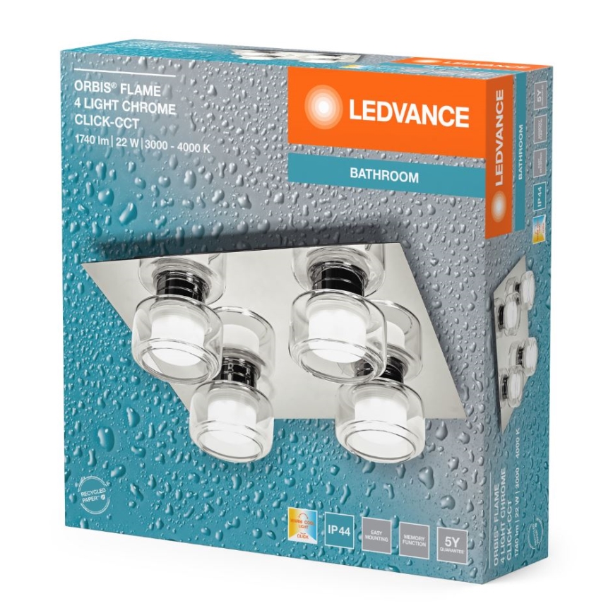 Ledvance - LED Laevalgusti vannituppa ORBIS FLAME 4xLED/5,5W/230V 3000/4000K IP44 kroom