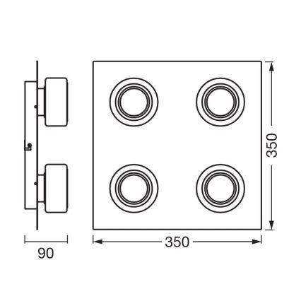 Ledvance - LED Laevalgusti vannituppa ORBIS FLAME 4xLED/5,5W/230V 3000/4000K IP44 kroom