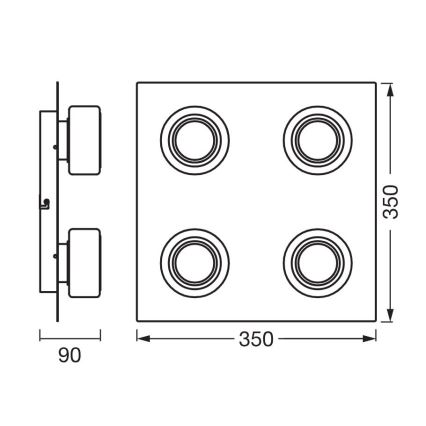 Ledvance - LED Laevalgusti vannituppa ORBIS FLAME 4xLED/5,5W/230V 3000/4000K IP44 must