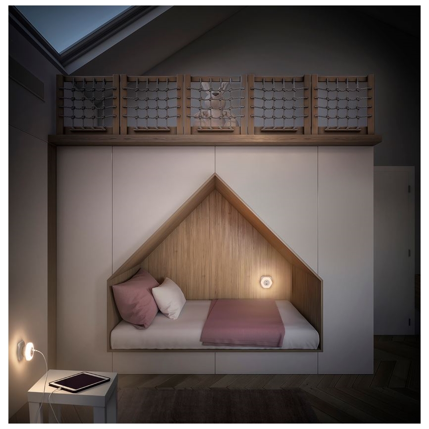 Ledvance - LED Navigatsioontuli pistikupessa koos USB LUNETTA LED/15W/230V