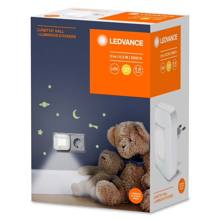 Ledvance - LED Öövalgusti anduriga LUNETTA LED/0,2W/230V