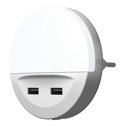 Ledvance - LED Öövalgusti anduriga pistikupessa LUNETTA 2xUSB LED/13W/230V