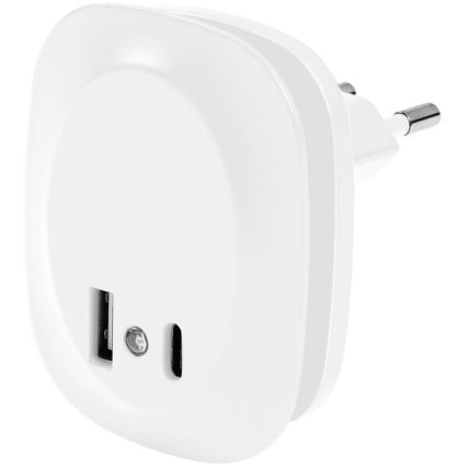 Ledvance - LED Öövalgusti pistikupessa anduriga ja USB LUNETTA LED/12,5W/230V valge