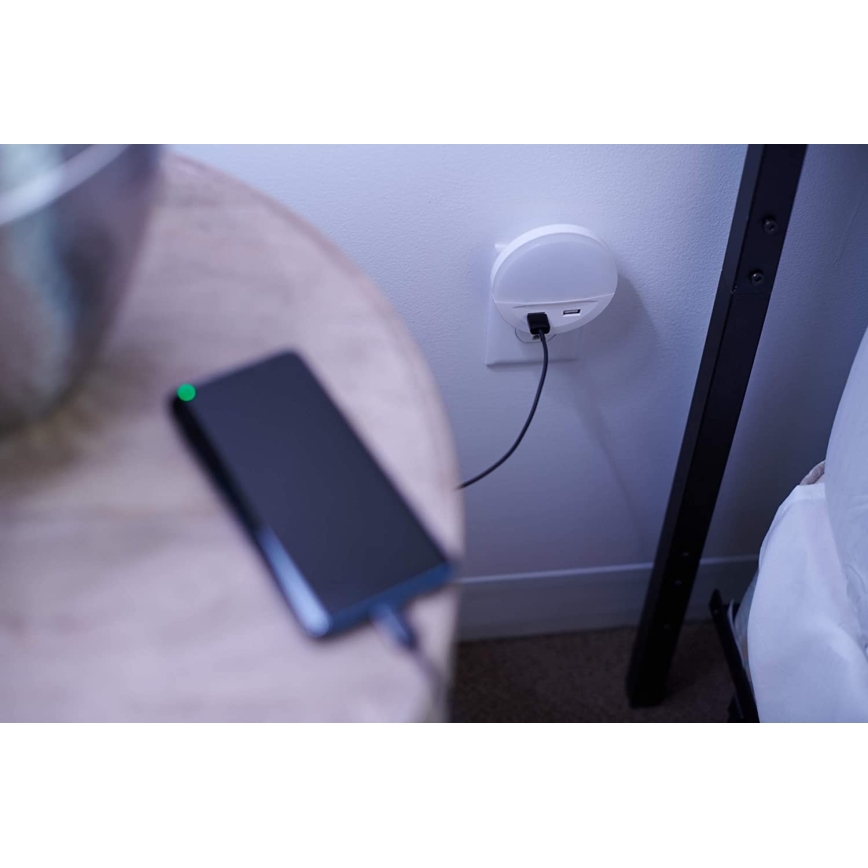 Ledvance - LED-öövalgusti pistikupessa anduriga LUNETTA 2xUSB LED/13W/230V