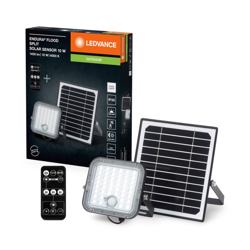 Ledvance - LED Hämardatav päikesepaneeliga prožektor anduriga FLOOD SPLIT LED/10W/3,2V 5000 mAh IP65 + kaugjuhtimispult