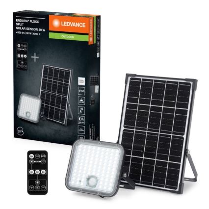 Ledvance - LED Hämardatav päikesepaneeliga prožektor anduriga FLOOD SPLIT LED/30W/6,4V IP65 + kaugjuhtimispult