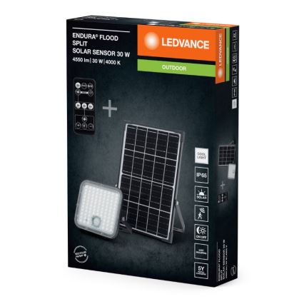 Ledvance - LED Hämardatav päikesepaneeliga prožektor anduriga FLOOD SPLIT LED/30W/6,4V IP65 + kaugjuhtimispult