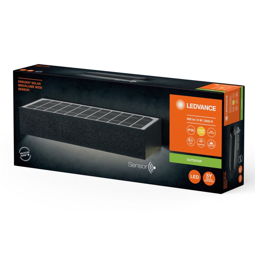 Ledvance - LED Päikesepaneeliga seinavalgusti koos anduriga ENDURA SOLAR LED/6W/4,2V IP65